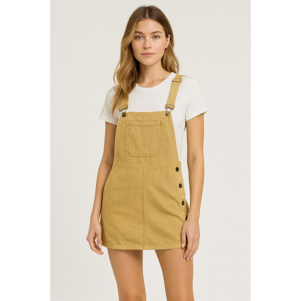 Free People Mustard Overall Mini Pinafore Dress